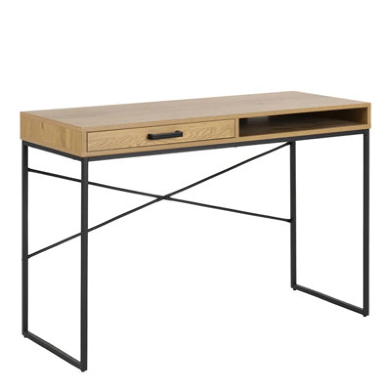 Image of Furniture To Go Seaford Office Desk with 1 Drawer in Oak in Light Oak Light Oak Unisex
