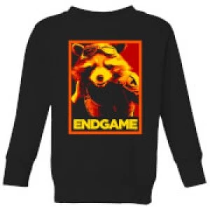 Image of Avengers Endgame Rocket Poster Kids Sweatshirt - Black - 7-8 Years