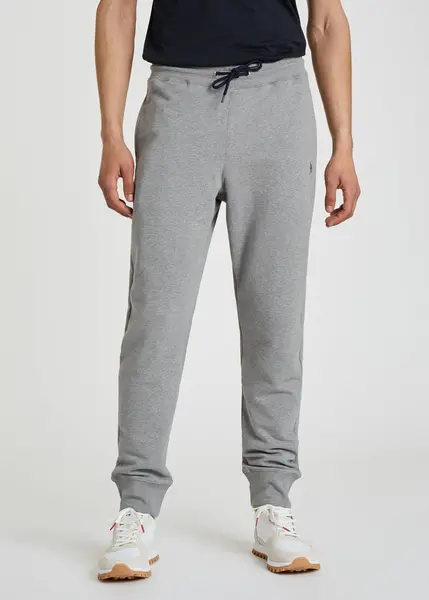Image of Paul Smith Tapered-Fit Grey Zebra Logo Cotton Sweatpants