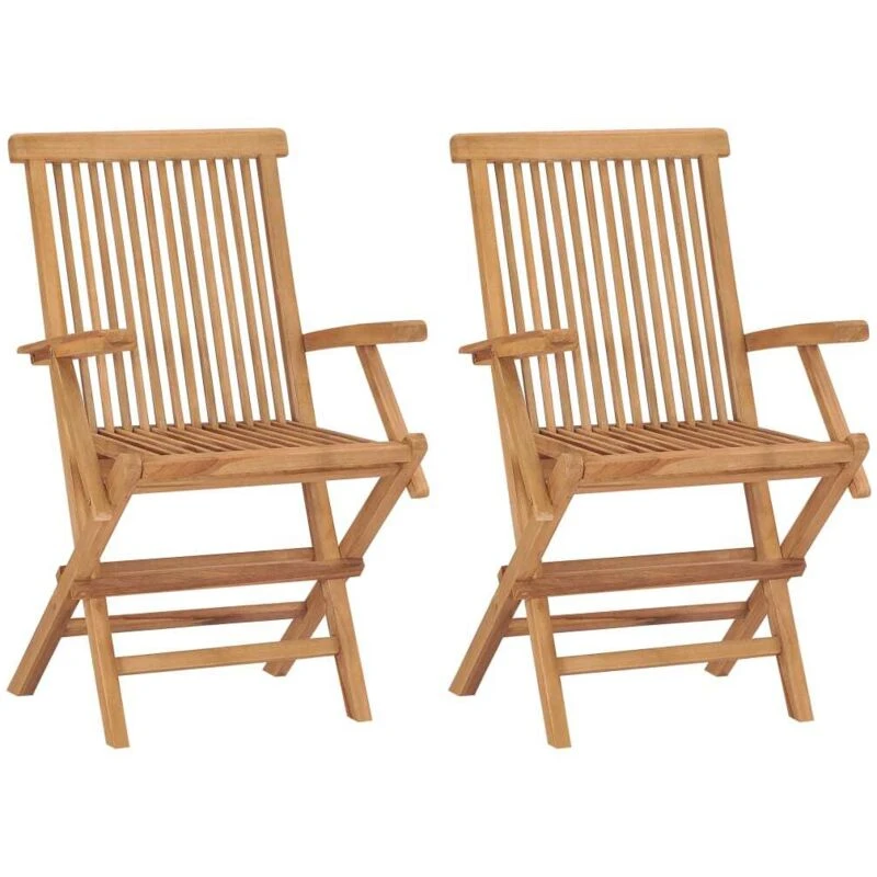 Image of VIDAXL Folding Garden Chairs 2 pcs Solid Teak Wood vidaXL 8720286208458