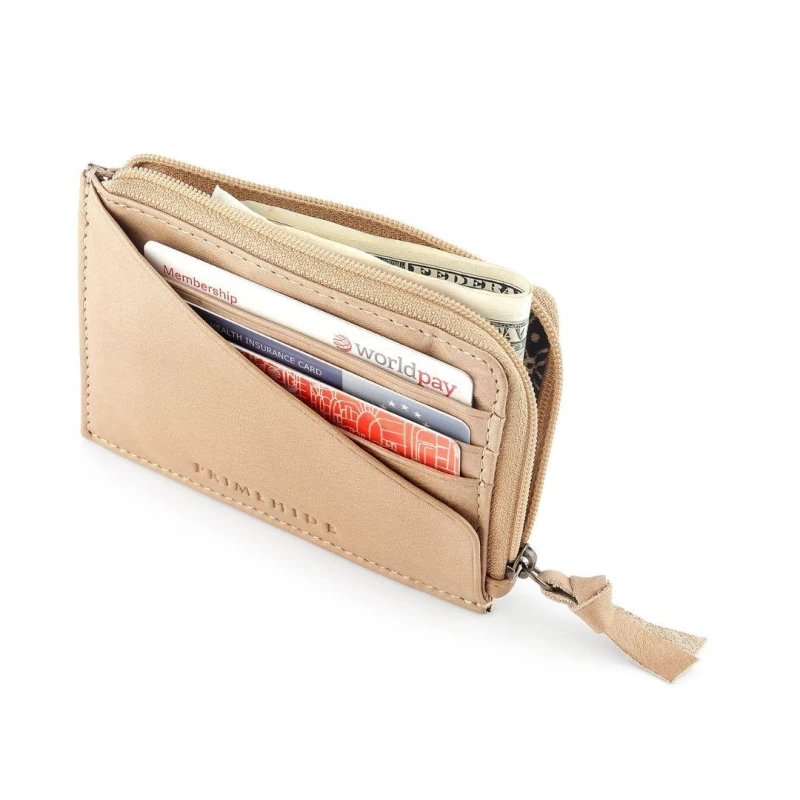 Image of PRIMEHIDE 'Washed Cancun' Leather Card Holder Light Sand