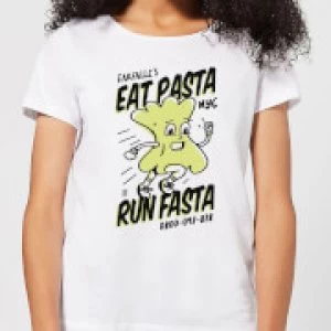 Image of EAT PASTA RUN FASTA Womens T-Shirt - White - 3XL