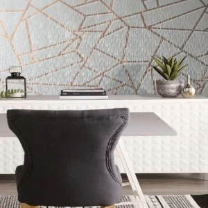 Image of Sublime Rose Gold Theia Metallic Geometric Wallpaper - One size