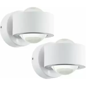 Image of Loops - 2 pack Wall Light Colour White Aluminium Shade Clear Plastic LED 2.5W Included