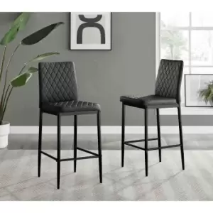 Image of Furniture Box 2x Milan Black Leather Black Leg Bar Stools