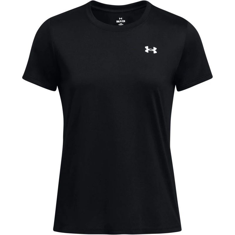 Image of Under Armour Womens Tech Solid Short Sleeve Performance Gym Top Black/White female 14 (L)