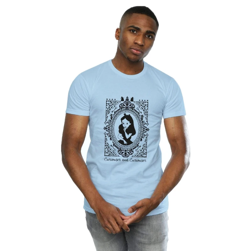 Image of Disney Men Alice In Wonderland Frame T-Shirt in Baby Blue Size: Small Baby Blue S Male 5059568304391