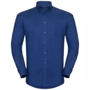 Image of Russell Collection Mens Long Sleeve Easy Care Oxford Shirt (15.5inch) (Bright Royal)