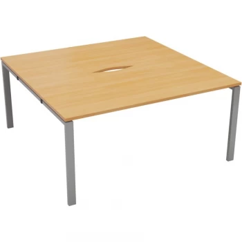 Image of 2 Person Double Bench Desk 1200X800MM Each - Silver/Beech