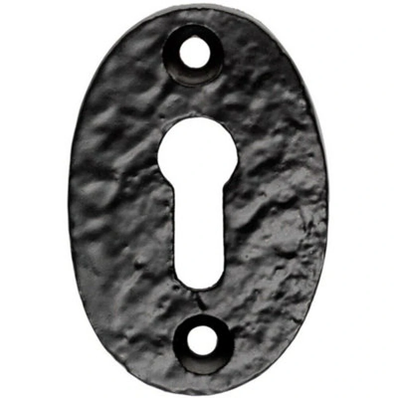 Image of Loops Oval Shaped Escutcheon Lock Profile 49 x 32.5mm Black Antique Keyhole Cover Black unisex