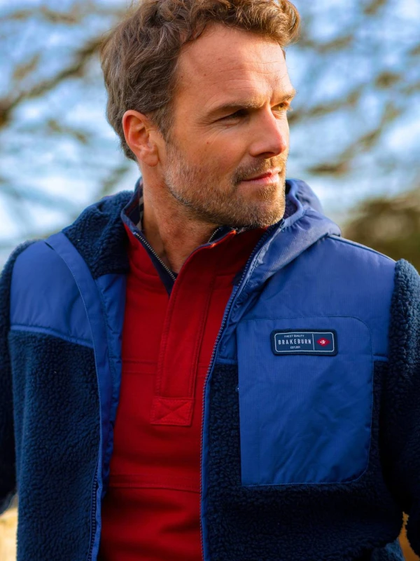 Image of Brakeburn Mens Gargrave Fleece Jacket in Navy Size: Large Navy Male L