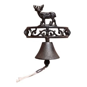 Image of Rustic Cast Iron Wall Bell, Reindeer Standing
