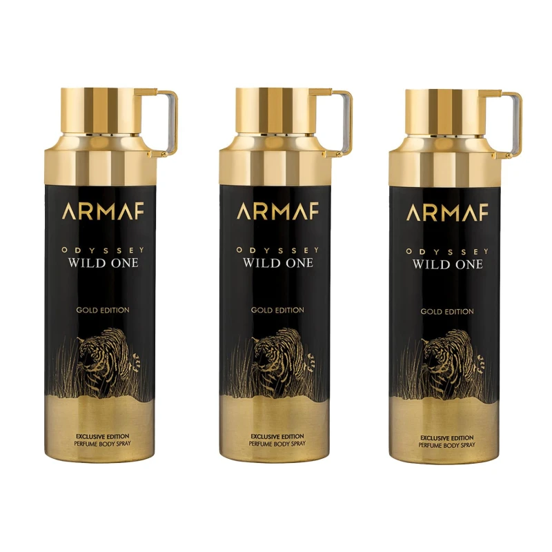 Image of Armaf Mens Odyssey Wild One Perfumed Body Spray 200ml Pack of 3 in White White Male 200ml