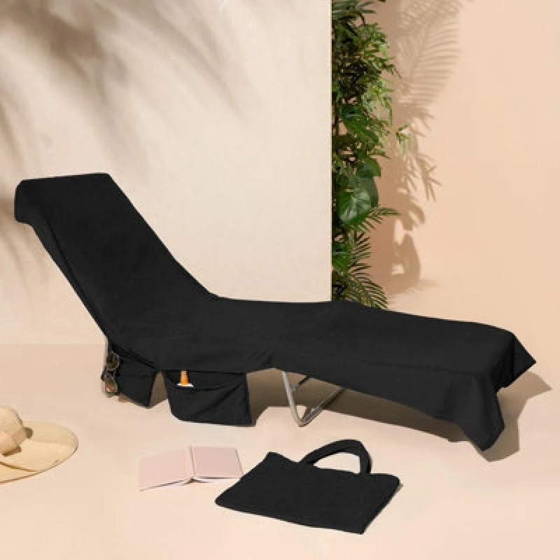 Image of OHS OHS Beach Towel Bag Microfiber Quick Dry Absorbent Bath Large Travel Spa in Black One Size Unisex 5027434196623