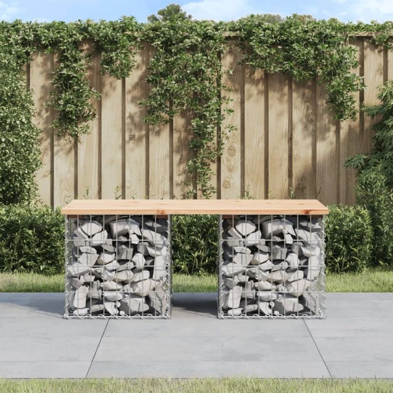 Image of vidaXL Garden Bench Gabion Design 103x44x42cm Solid Wood Pine, Brown 834338