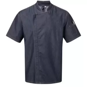Image of Premier Unisex Adult Short-Sleeved Chef Jacket (M) (Indigo Denim) - Indigo Denim