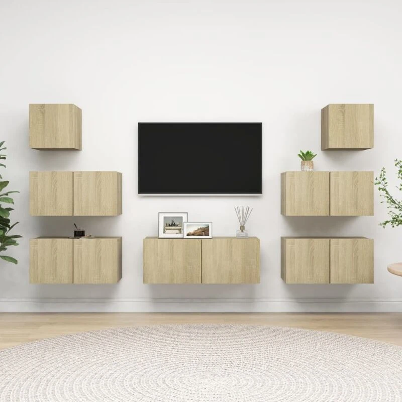 Image of VIDAXL Vidaxl - 7 Piece tv Cabinet Set Sonoma Oak Engineered Wood 8720286573204