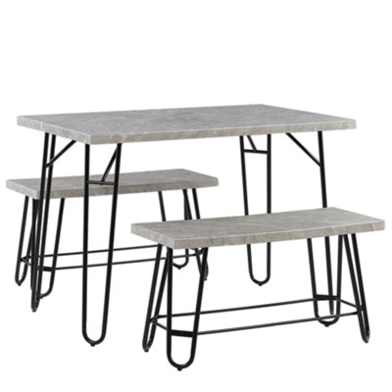 Image of Beliani Dining Set Kempton Light Grey 4 Seater