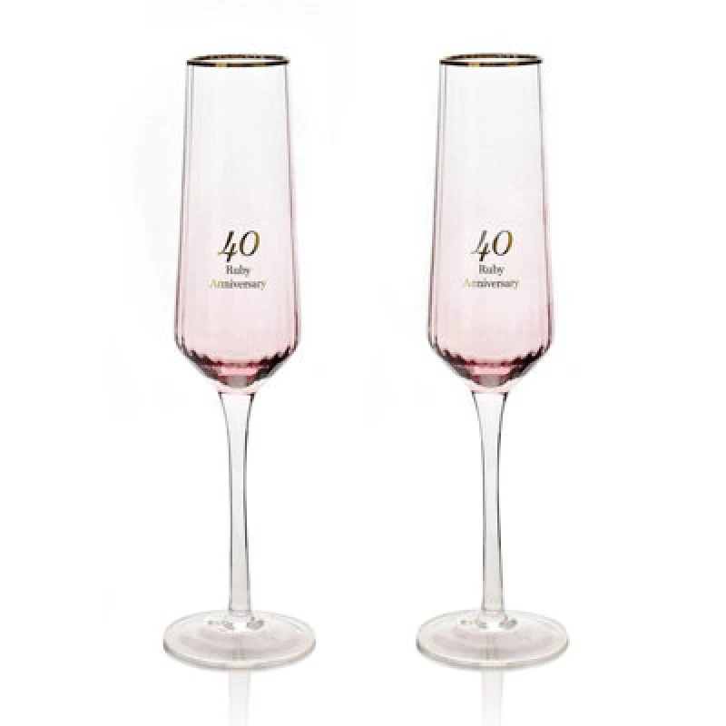 Image of Amore by Juliana Amore by Juliana Set of 2 40th Anniversary Flute Glasses