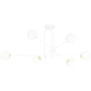 Image of Emibig Diarf White/Gold Globe Ceiling Light with White Glass Shades, 6x E14