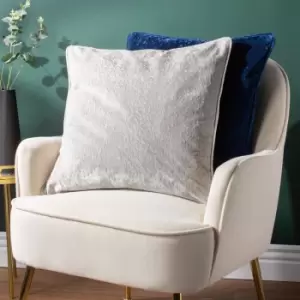 Image of Ripple Plush Velvet Cushion Ivory, Ivory / 50 x 50cm / Cover Only