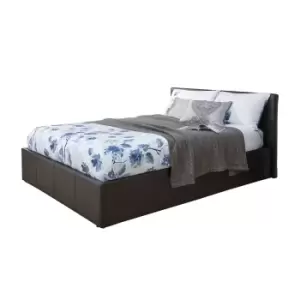 Image of End Lift Double Ottoman Bed Black Faux Leather