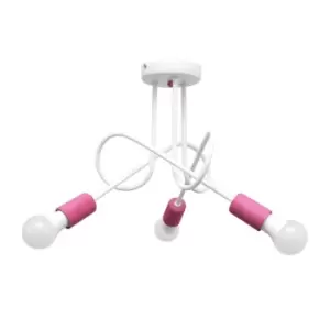 Image of Oxford Multi Arm Semi Flush Ceiling Light White, Pink 38cm