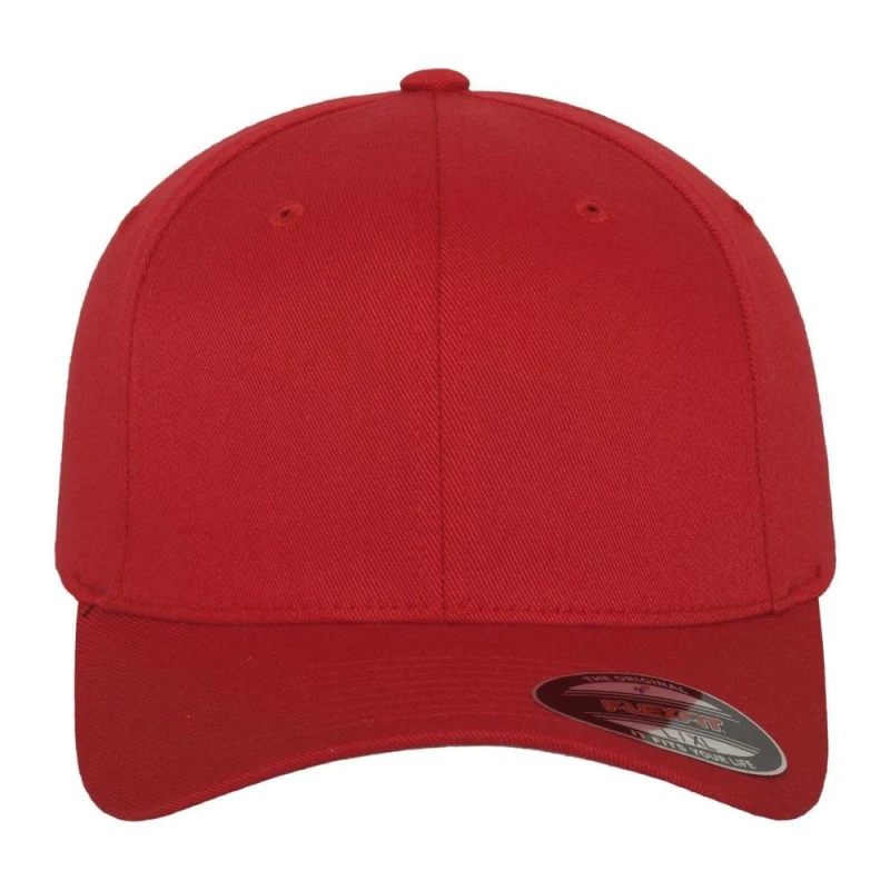 Image of Flexfit Mens Wooly Combed Baseball Cap in Red Size: 2XL Red Male 2XL