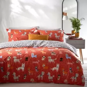 Image of Furn. Woofers Double Duvet Cover Set Cotton Coral