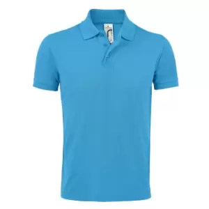Image of SOLs Mens Prime Pique Plain Short Sleeve Polo Shirt (L) (Aqua)