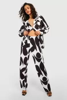 Image of Abstract Plisse Wide Leg Trouser