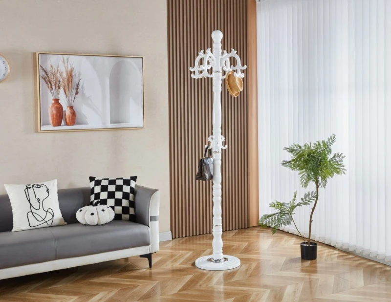 Image of Modernique Modernique Lovella Thick Metal Tube Stand Tube Coat Rack with Heavy Sturday Marble Base in White White One Size Unisex 5061017321927