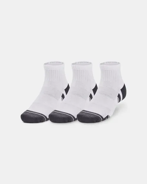 Image of Under Armour Mens Performance Cotton 3 Pack Quarter Socks L- UK Size 8-11.5 White Pitch Gray 1379528-100-L