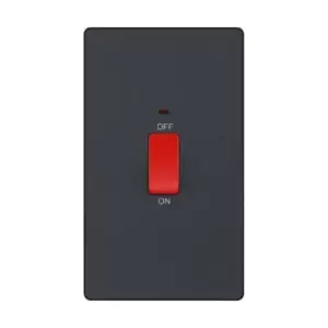 Image of BG Evolve Matt Grey 45A Rectangular Switch Double Pole With LED Power Indicator - PCDMG72B