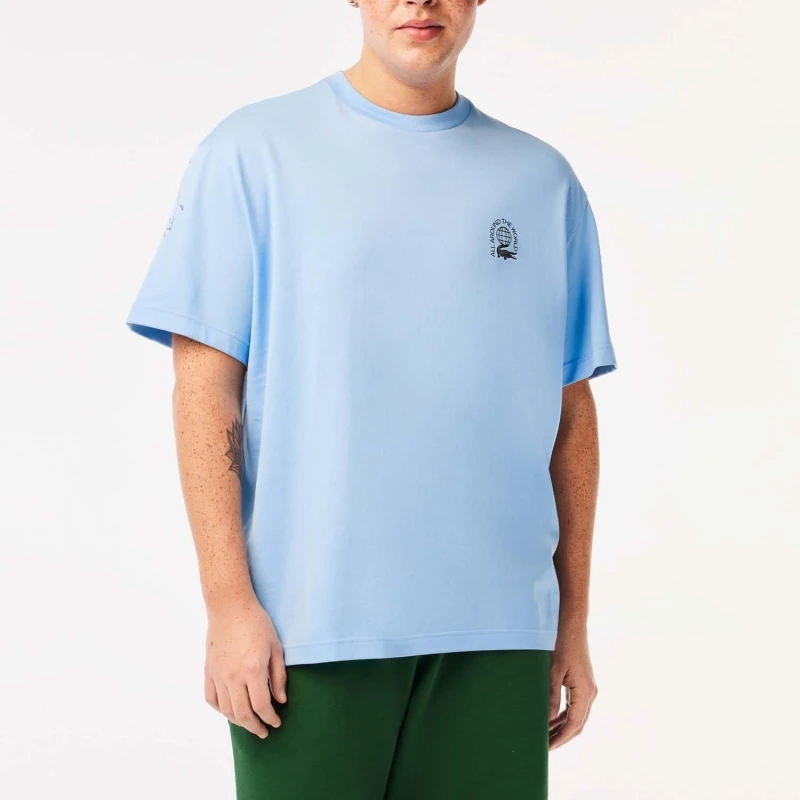 Image of Lacoste Relaxed Fit Organic Cotton Jersey T-Shirt - Blue Blue XL
