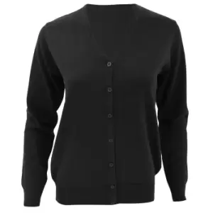 Image of Kustom Kit Womens V-Neck Cardigan / Ladies Knitwear (12) (Black)