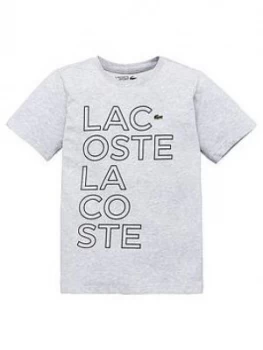 Image of Lacoste Sports Boys Short Sleeve Logo T-Shirt - Grey