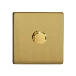 Image of Varilight Screwless LED V-Pro 1 Gang Rotary Dimmer Switch Brushed Brass