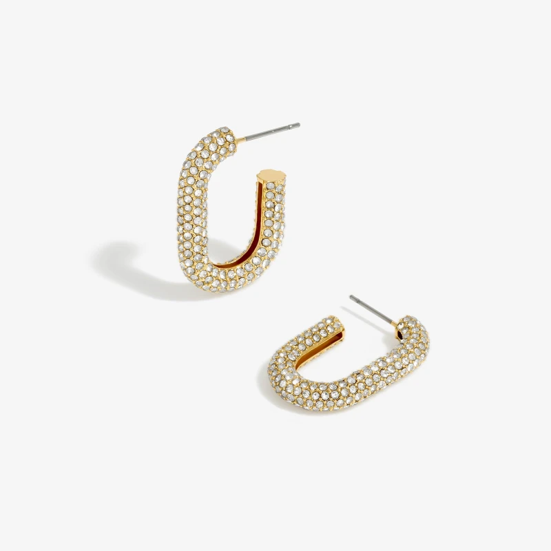 Image of Inicio Gold Plated Pave Crystal Hoop Earrings - Gift Pouch Gold female