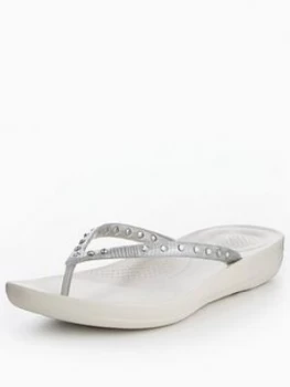 Image of FitFlop iQushion Ergonomic Flip Flop Crystal Silver Size 7 Women