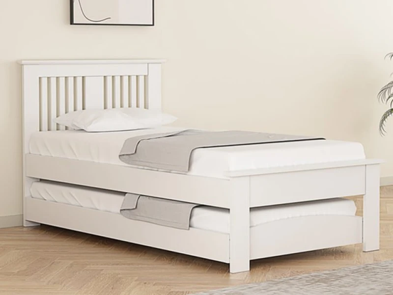 Image of Flintshire Hendre White Guest Wooden Bed Frame - 3ft Single