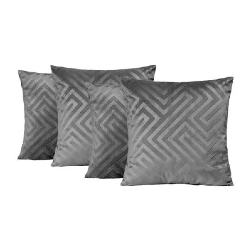 Image of OHS OHS 4 x Matte Geo Velvet Cushion Covers Soft in Charcoal Size: 45cm x 45cm Charcoal 45cm x 45cm Unisex 5027434166688