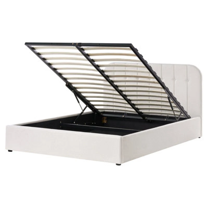 Image of Beliani Ottoman Bed Fabric Challans 160 X 200 Cm (Eu King Size) Off-White