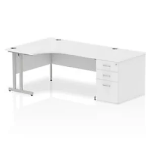 Image of Dynamic Corner Left Hand Desk White MFC Cantilever Leg Grey Frame Impulse 2030/1200 x 800/600 x 730mm