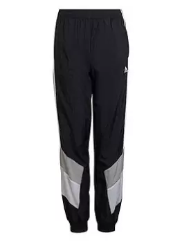 Image of adidas Older Boys Colourblock Woven Cuffed Pants - Black/Grey, Size 9-10 Years