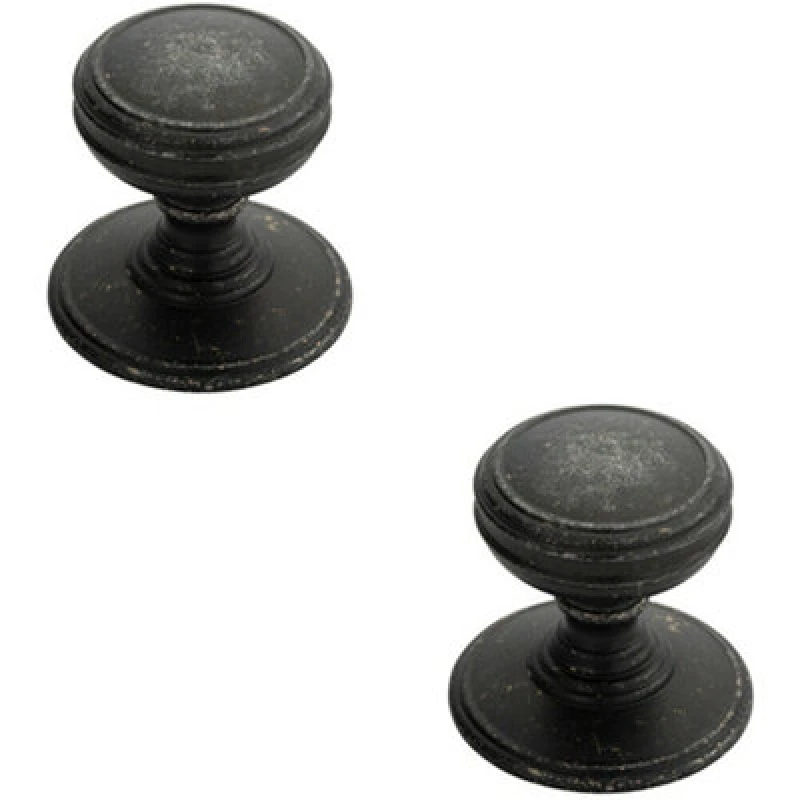 Image of Loops 2x Ringed Tiered Cupboard Door Knob 38mm Diameter Pewter Cabinet Handle Multi unisex