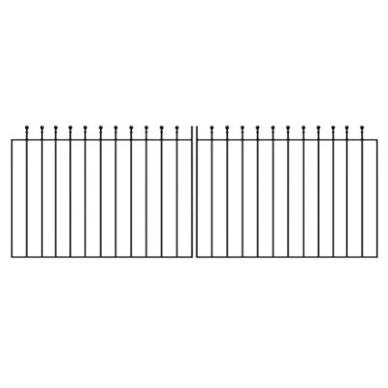 Image of Burbage Iron Craft Mana Ball Top Pair Of Metal Driveway Gates 2743mm Gap X 915mm High Mazp46