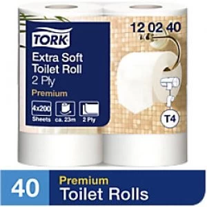Image of Tork Toilet Rolls T4 Premium 2 Ply 40 Rolls of 200 Sheets