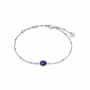 Image of Daisy London Jewellery 925 Sterling Silver Lapis Healing Stone Bobble Bracelet Silver