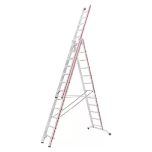 Image of Hymer 604736 Red Line Industrial 3 Section Combination Ladder 3 x 12 Tread